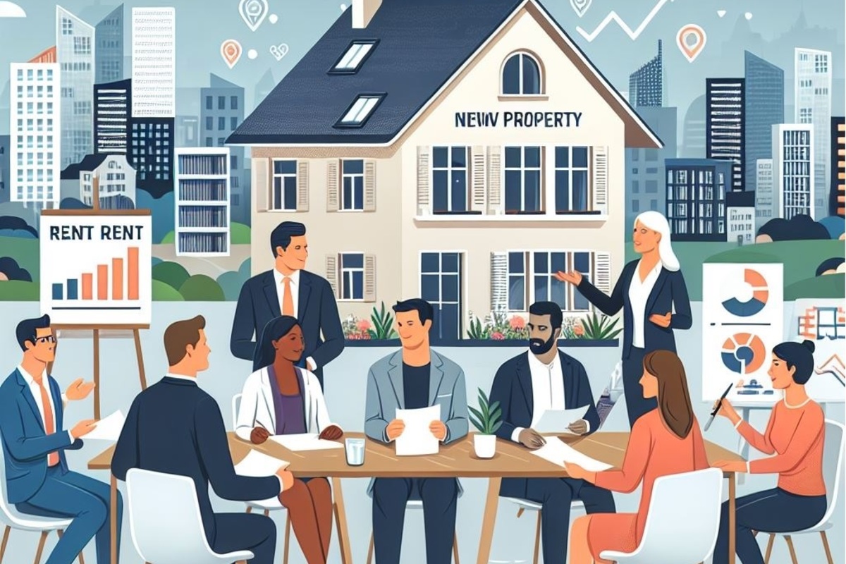 "Illustration montrant des investisseurs immobiliers au Luxembourg, mettant en avant la rentabilité de la location, le choix du bon emplacement, les avantages des biens neufs et les aides financières disponibles."